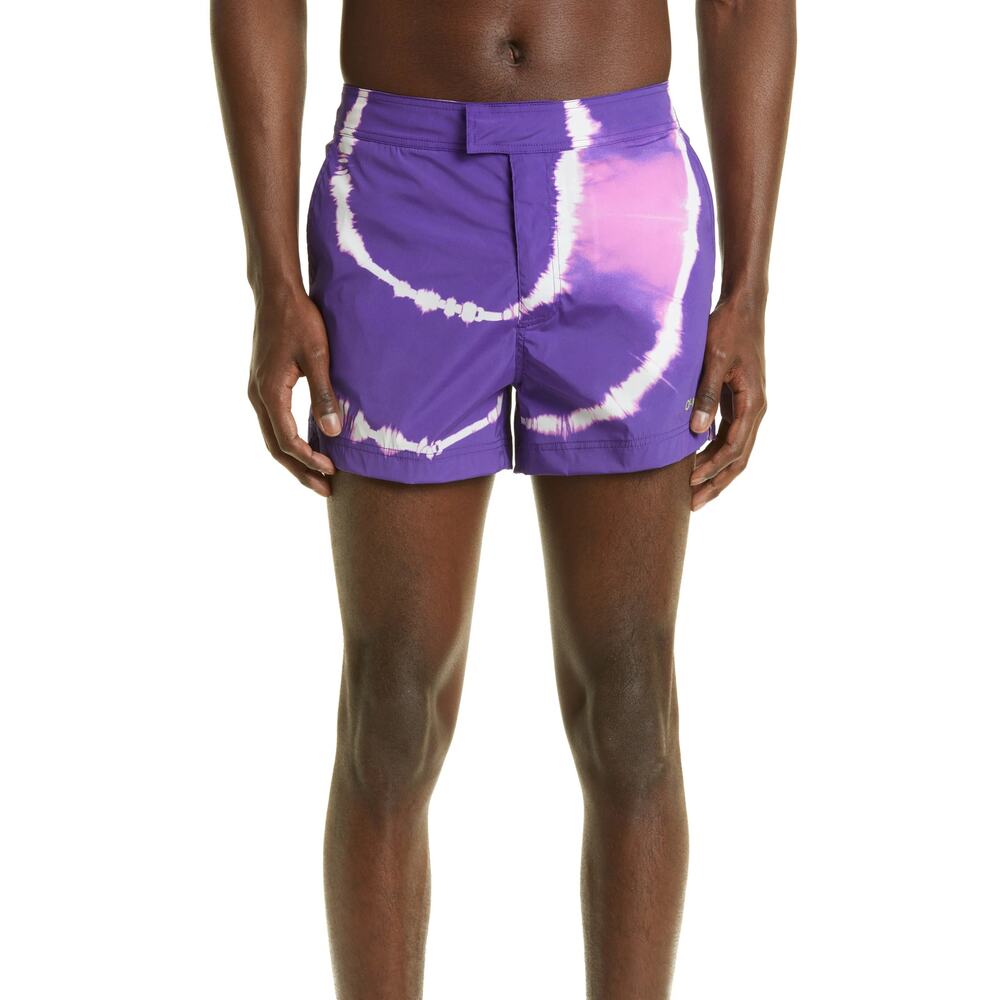 Off-White Mens Size XL Violet Seasonal Tie Dye Printed Swim Trunks Shorts HR3-56